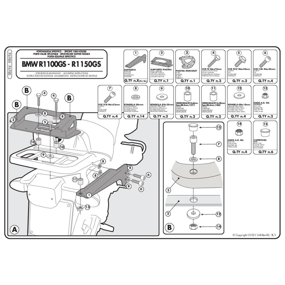 Givi SR694 Topcase Träger Monokey Koffer
