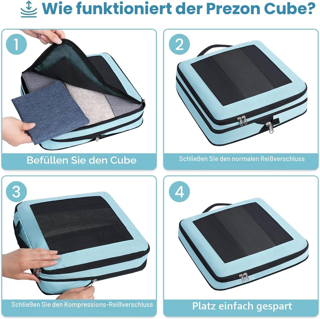 Prezon Kompressions-Packwürfel, Verbessertes Netzfenster, Sichtbar und Tragbar, Erweiterbare Reisege