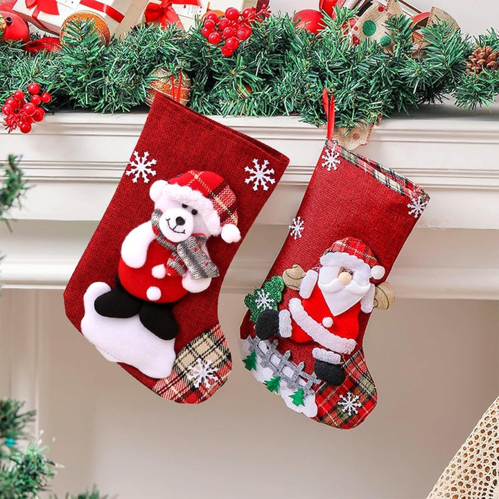 Nikolausstrumpf Kinder 4er Set, Weihnachten Geschenktasche Personalisierte Xmas Socken, Rot Nikolaus