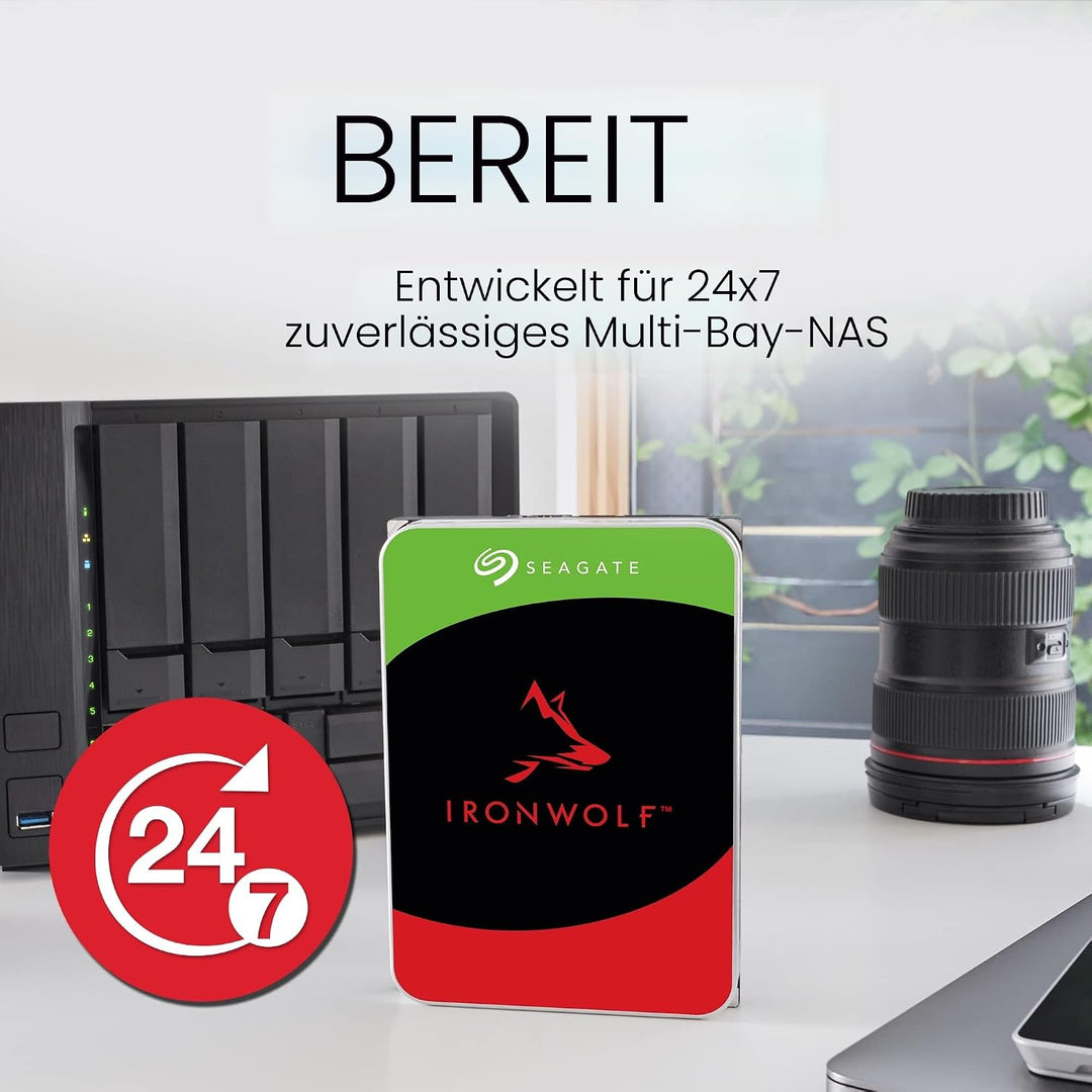 Seagate IronWolf, NAS interne Festplatte 14TB HDD, 3.5 Zoll, 7200 U/Min, CMR, 256 MB Cache, SATA 6GB