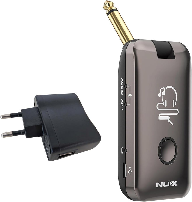 Nux MP-2 Mighty Plug Drahtlose Verstärker- und Effekt-Simulation für Gitarre und Bass + keepdrum Net