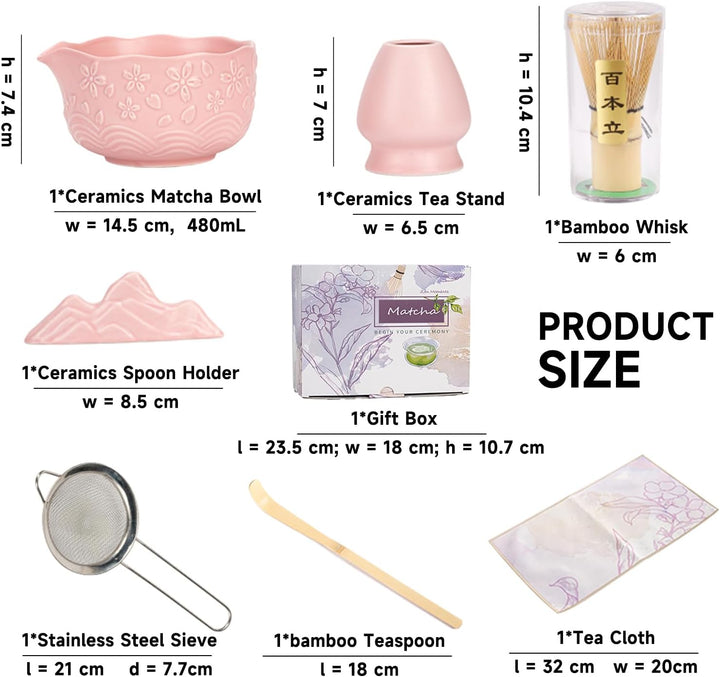 Matcha-Schneebesen-Set, 7-teilig, Matcha-Teeset für die Zubereitung von Latte, japanisches Matcha-Se