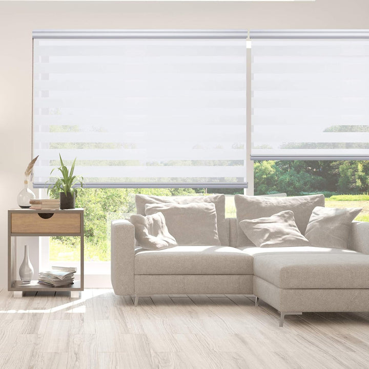 STORESDECO Doppelrollo Plus, Duo Rollo für Fenster und Türen, Zebra Rollo Premium-Finish mit Kassett