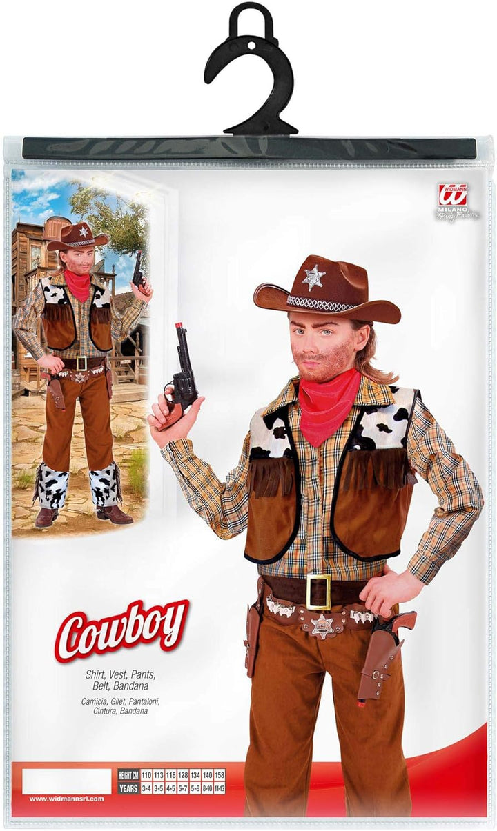 "COWBOY" (shirt, vest, pants, belt, bandana) - (140 cm / 8-10 Years), 140
