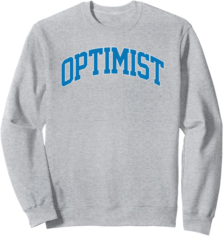 Optimist, Bold Blue Collegiate Text Sweatshirt