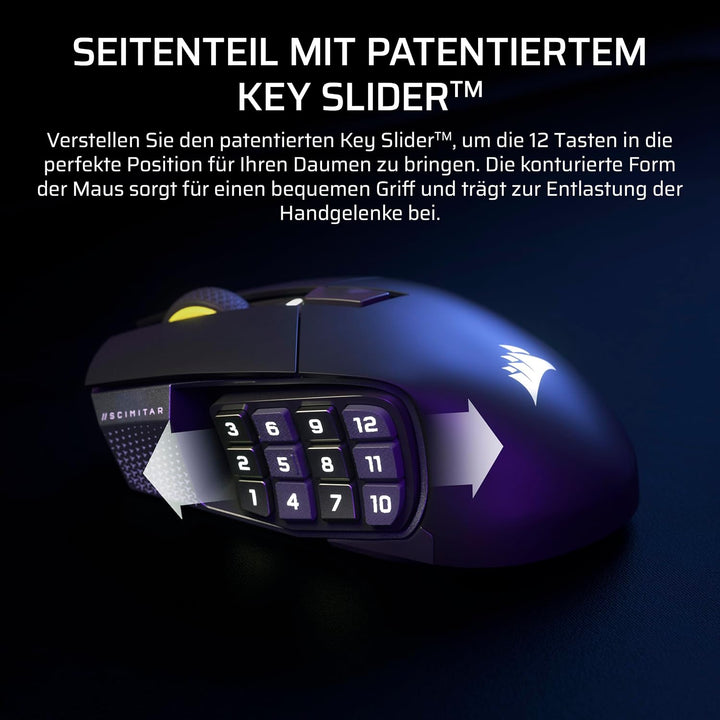Corsair Scimitar Elite Wireless SE MMO Gaming Maus – 33.000 DPI, 16 Programmierbare Tasten, Einstell
