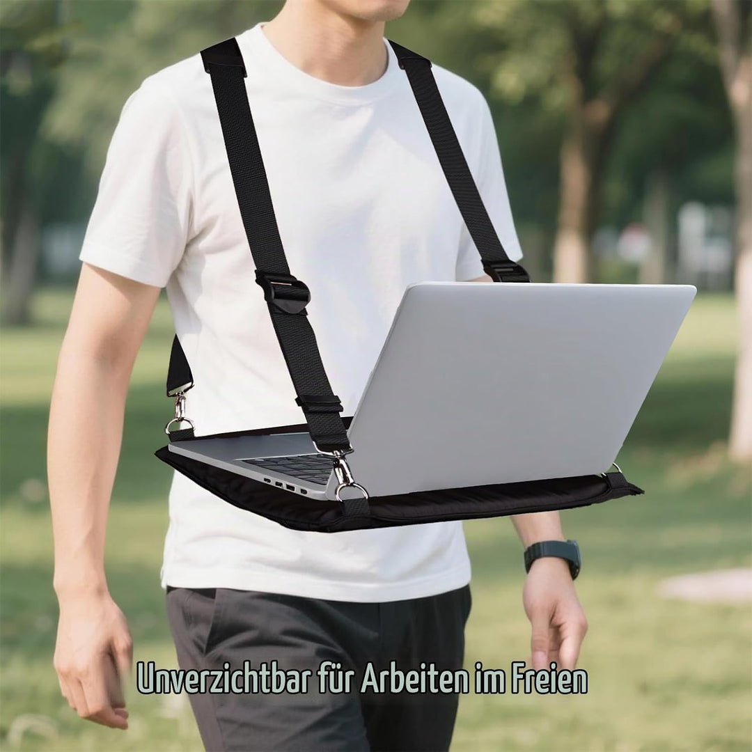 Tragbarer Laptop Tragegurt, Verstellbarer Laptopständer mit Ergonomischen Gurten für 40,6 cm Laptops