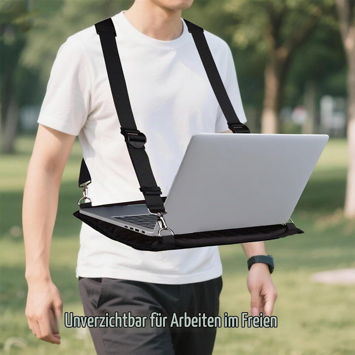 Tragbarer Laptop Tragegurt, Verstellbarer Laptopständer mit Ergonomischen Gurten für 40,6 cm Laptops