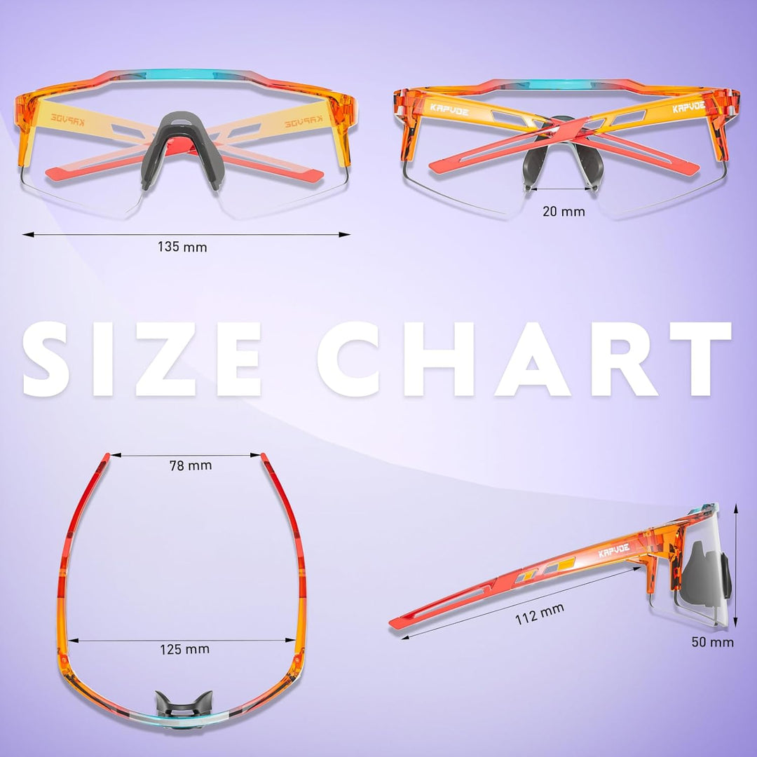 KAPVOE Photochromatische Selbsttönend Fahrradbrille TR90 Rahmen für Herren Damen Jungen Mädchen Klar