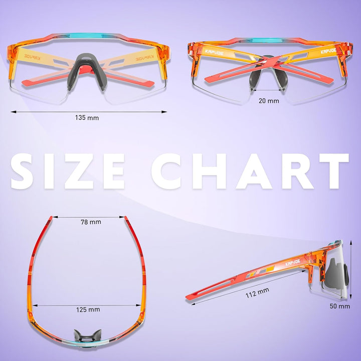 KAPVOE Photochromatische Selbsttönend Fahrradbrille TR90 Rahmen für Herren Damen Jungen Mädchen Klar