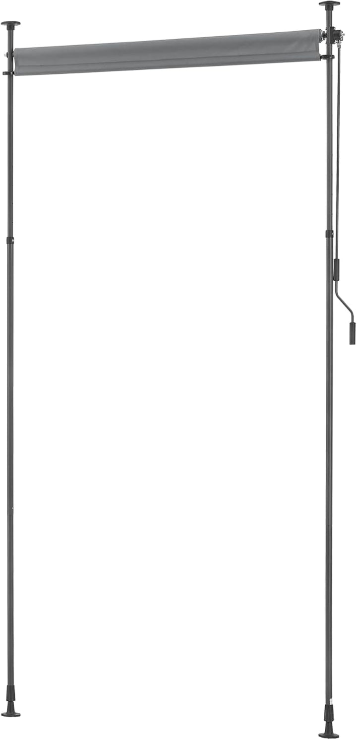 pro.tec Aussenrollo Cimarra 150 x 270 cm Balkonrollo Senkrechtmarkise mit Handkurbel Sichtschutz wit