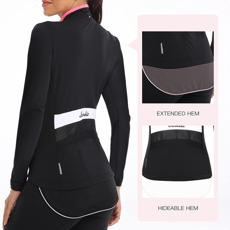 Santic Fahrradjacke Damen Winter Thermo Jacken Winddichte Laufjacke Leichte Atmungsaktiv Langarm Ref