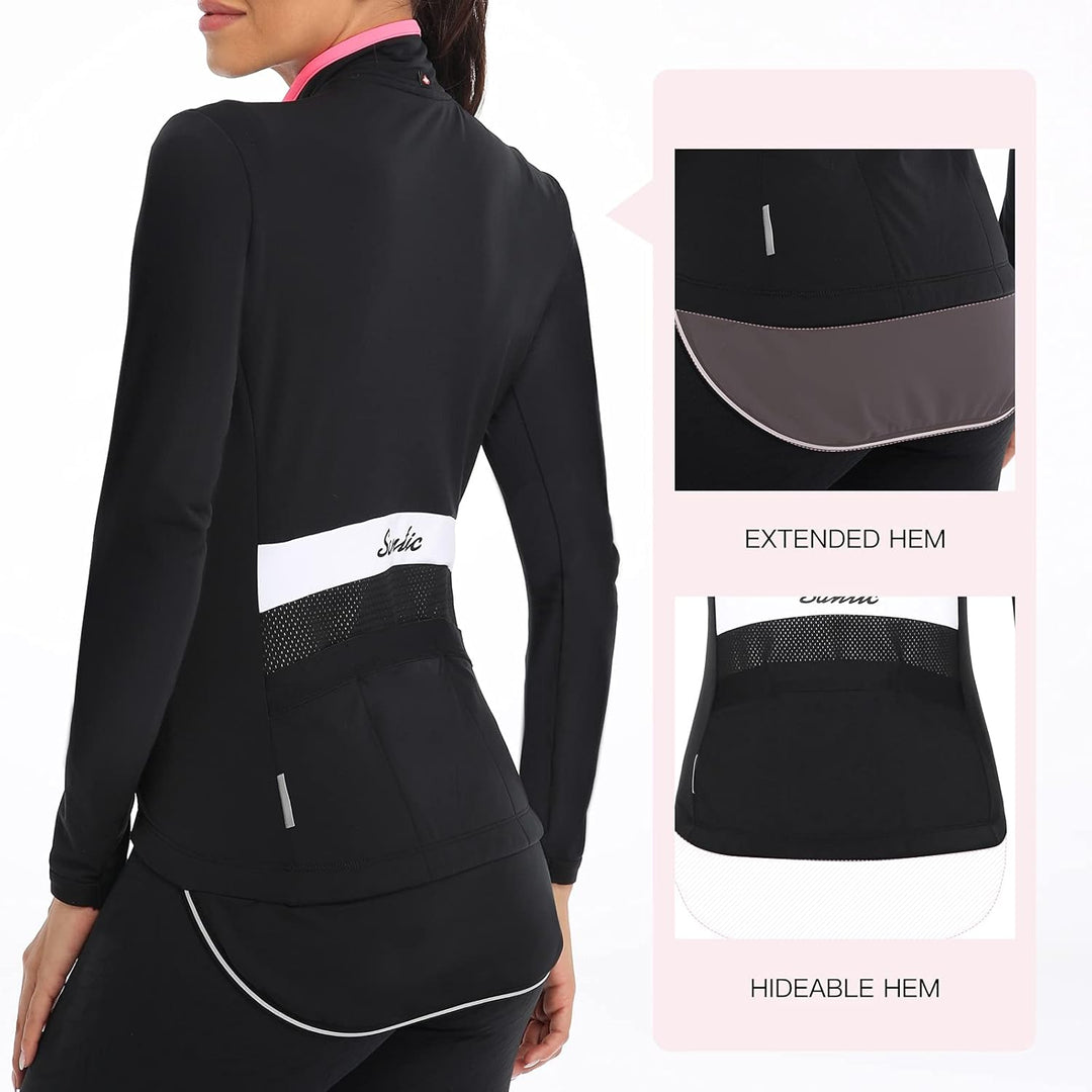 Santic Fahrradjacke Damen Winter Thermo Jacken Winddichte Laufjacke Leichte Atmungsaktiv Langarm Ref