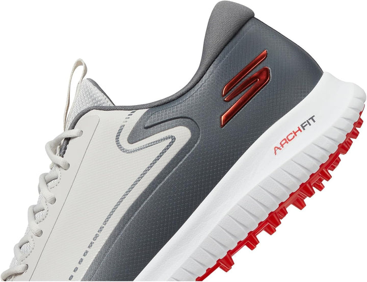 Skechers Herren Go Golf Drive 5 wasserdichte stachellose Leder Golfschuhe 45.5 EU Grau Rot, 45.5 EU