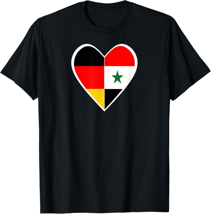 Nationalität & Freundschaft - Deutsch und Syrisch - Herz T-Shirt