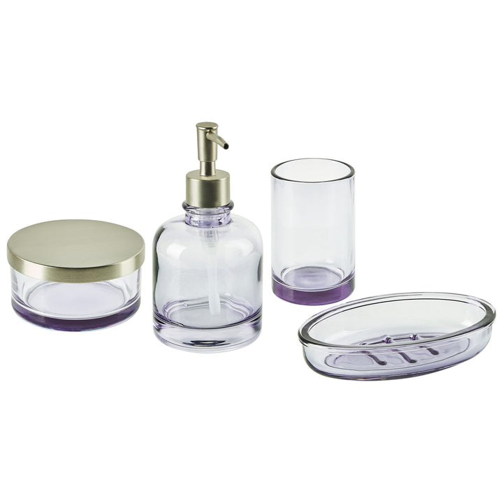 Badezimmer Set 4-teilig aus Glas violett eleganter Stil Telma