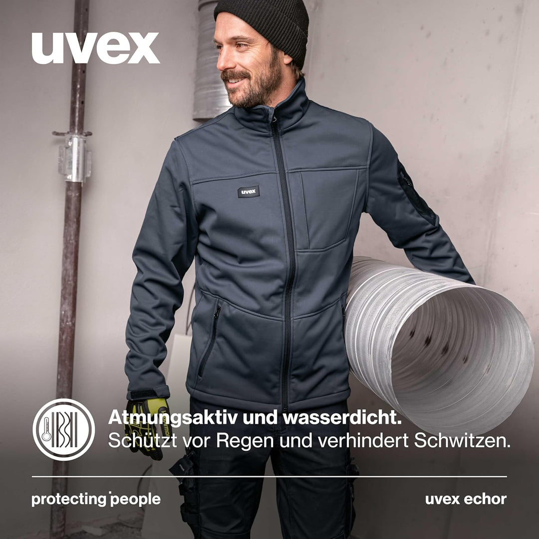 Uvex Echor Softshell-Arbeitsjacke für Herren - atmungsaktiv & wasserabweisend L Dunkelblau, L Dunkel