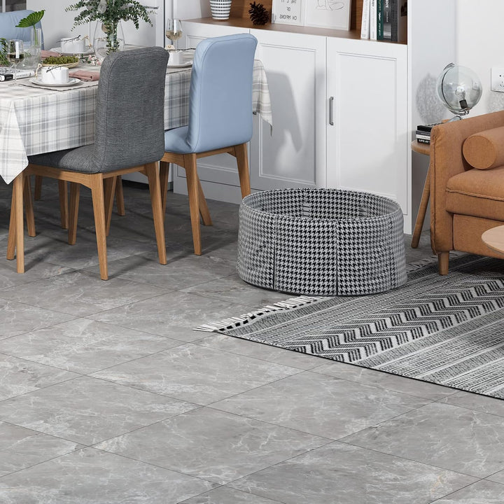 Livelynine 16 Fliesen PVC Bodenbelag Selbstklebend Betongrau 30CM X 30CM Fliese Vinylboden Selbstkle