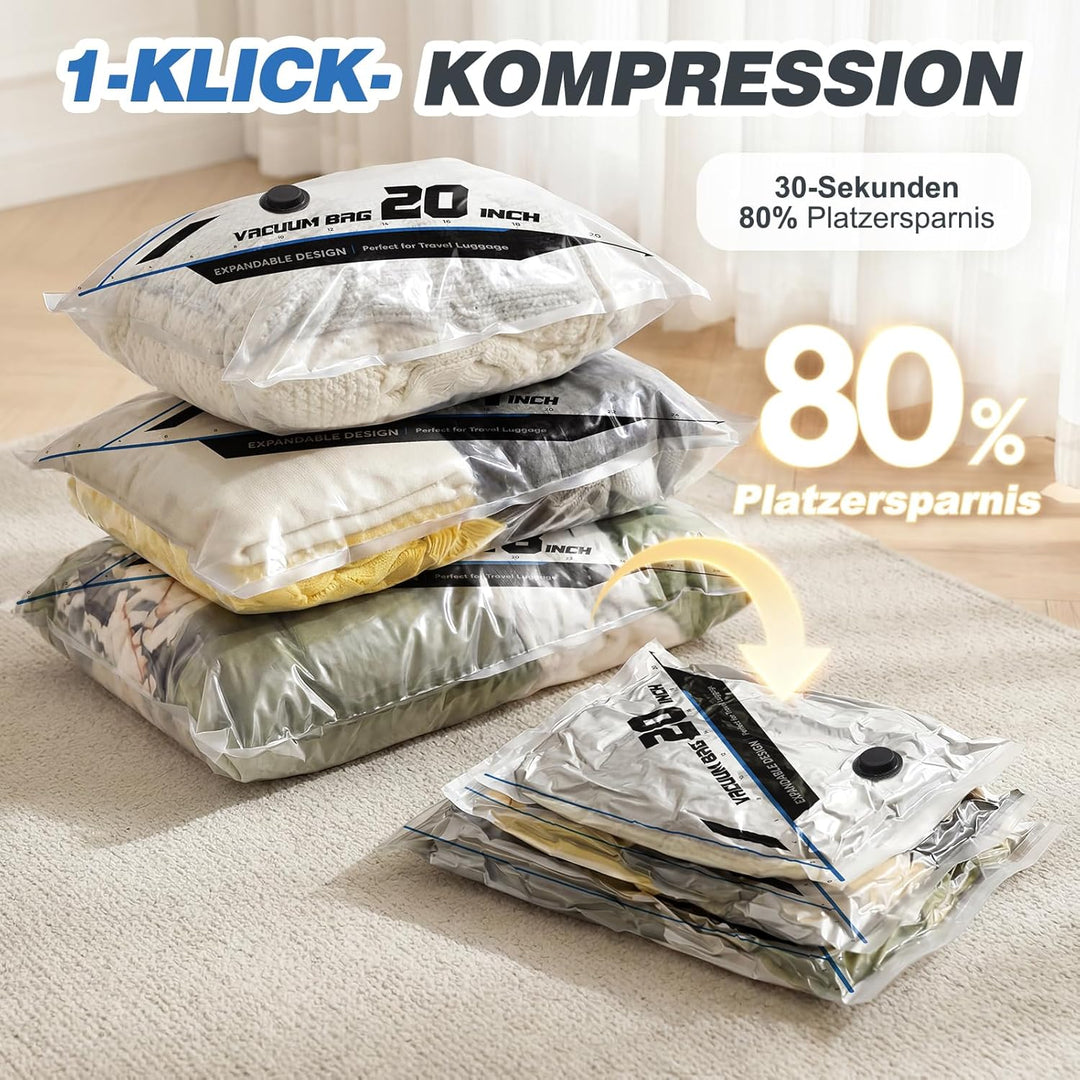 Vakuumbeutel für Kleidung Reise, Vakumierergerät Beutel Kleidung, Vacuum Bags, Vakuumbeutel mit kabe