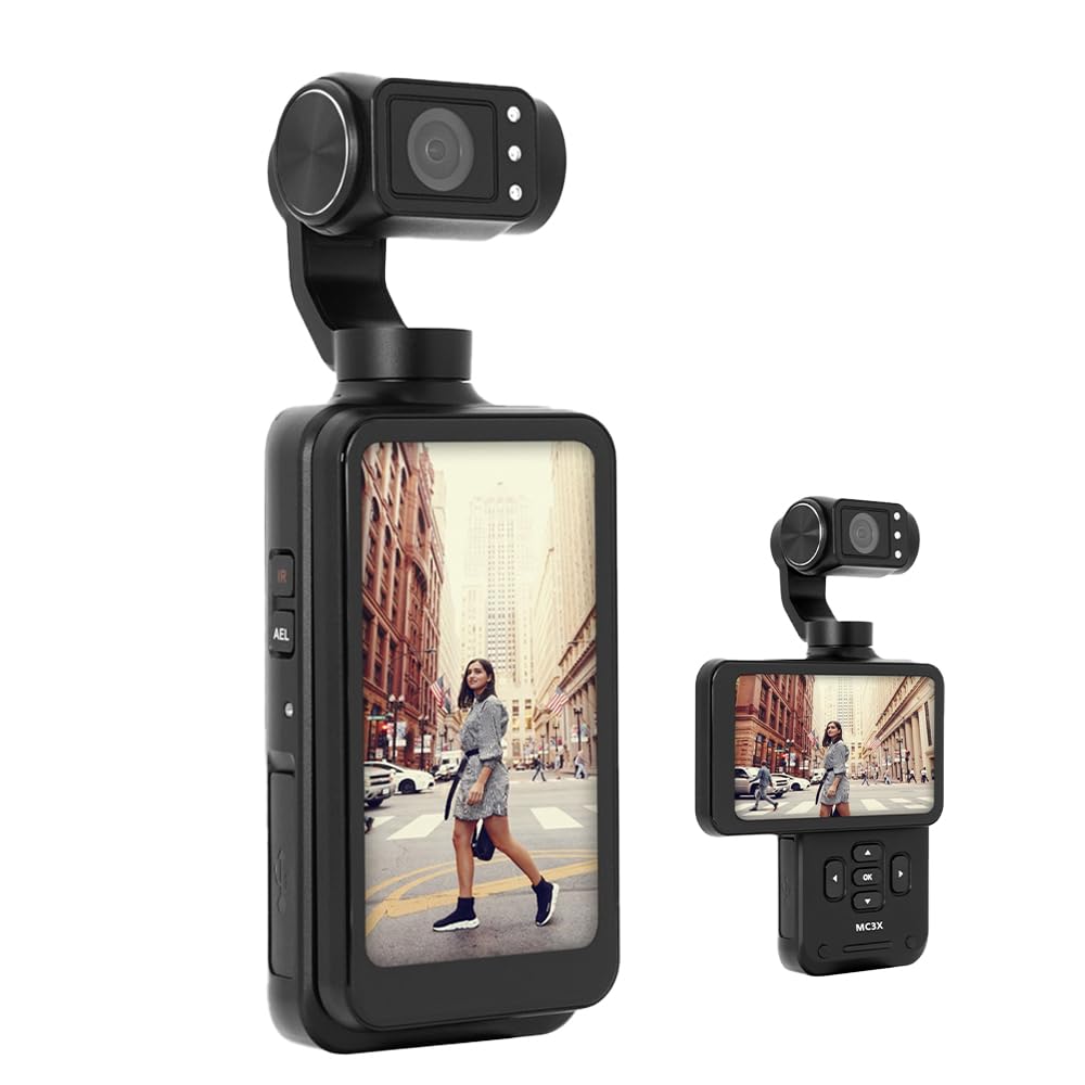 AGFA Photo Gimbal Realimove MC3X - Caméra Stabilisateur 3 Axes 4K Ultra HD, Écran Tactile Rotatif 3,