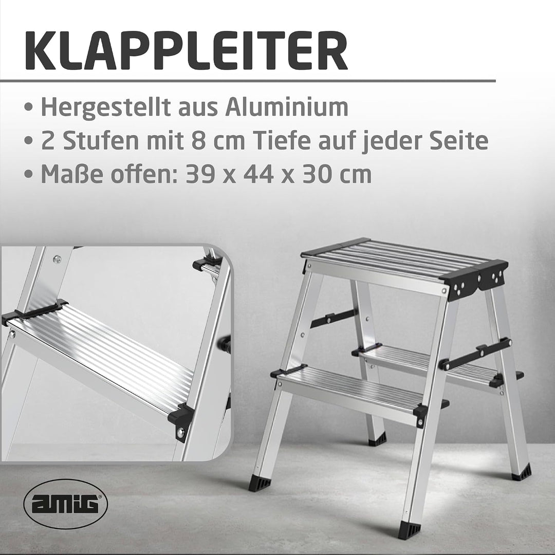 Amig Klapphocker 3 Stufen Aluminium 57x60x36 cm