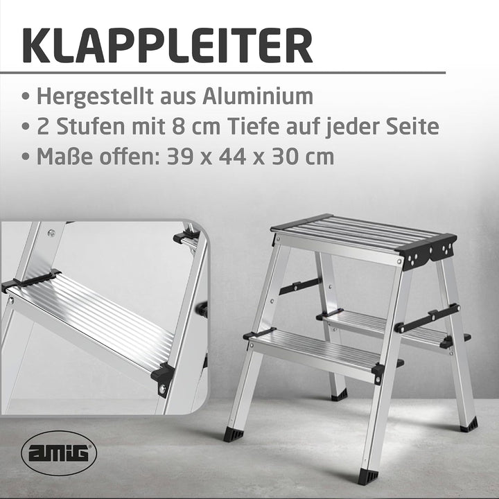 Amig Klapphocker 3 Stufen Aluminium 57x60x36 cm