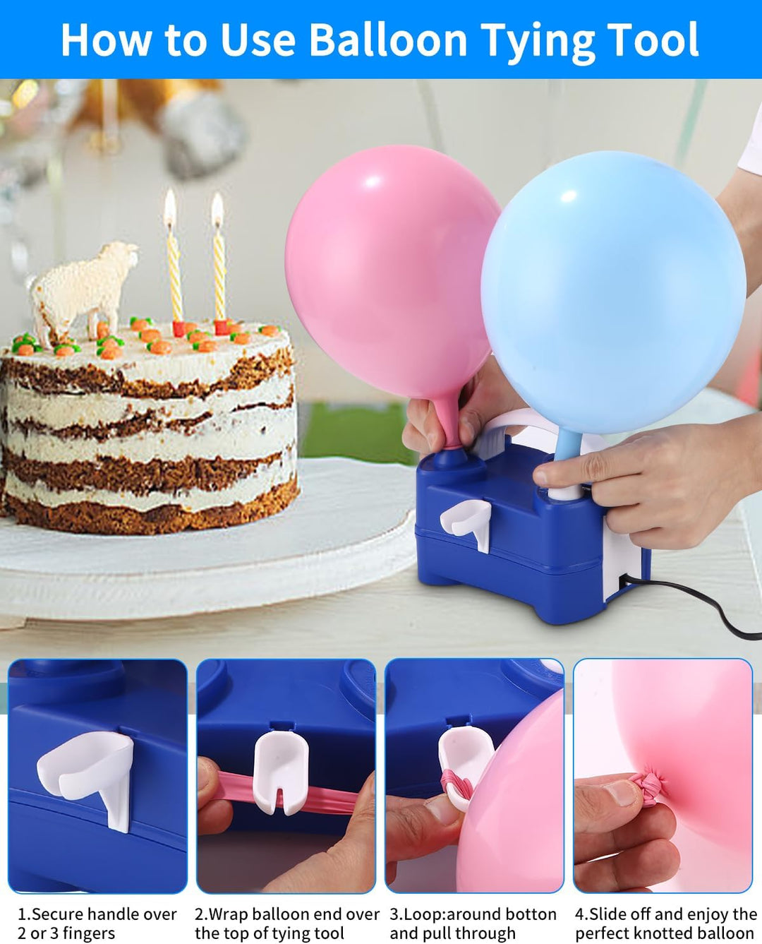 Yulado Luftballonpumpe Elektrisch, 400W Ballonpumpe Elektrisch, Ballonpumpe mit Doppeldüse Inflatorg