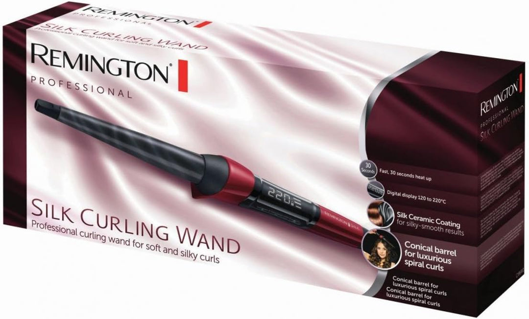 Remington Lockenstab [kegelförmig 13-25mm] Silk Digital (hochwertige Keramikbeschichtung mit Seidenp