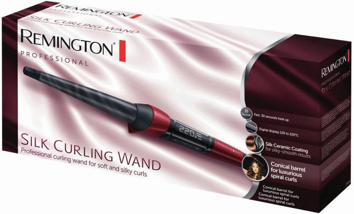 Remington Lockenstab [kegelförmig 13-25mm] Silk Digital (hochwertige Keramikbeschichtung mit Seidenp