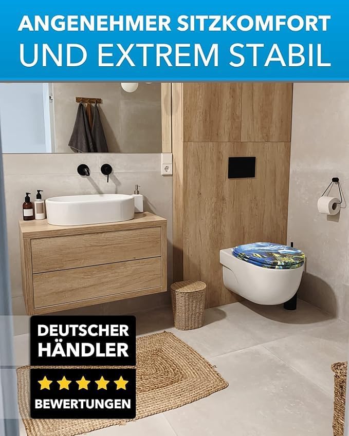 Xonic Design WC-Sitz - Premium Klo-Deckel - Toilettensitz mit Absenkautomatik - hochwertige Klobrill