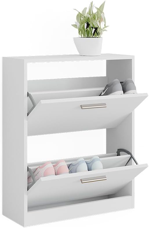 Vicco Schuhschrank Gizmo, Weiss, 59 x 72.5 cm 2 Fächern, zur Aufbewahrung von Schuhen und kombinierb