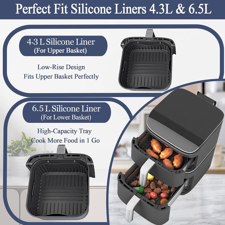 11 Stück Airfryer Zubehör Silikonform Heissluftfritteuse für Cosori Turbo Tower Pro Smart 10,8L Doub