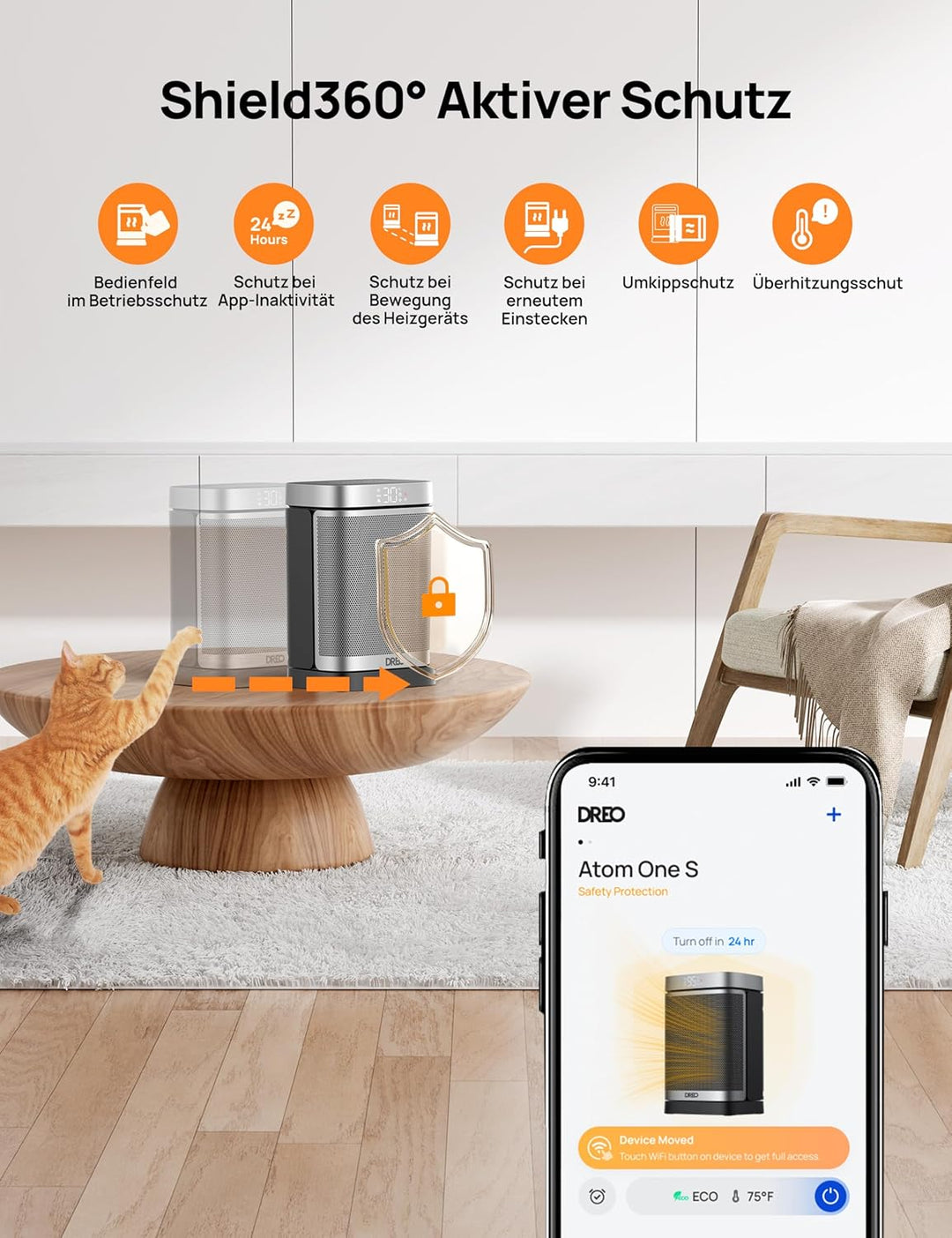 Dreo 1500W Smarte Raumheizungen für den Innenbereich tragbare Heizung, WiFi Alexa & Google Assistant