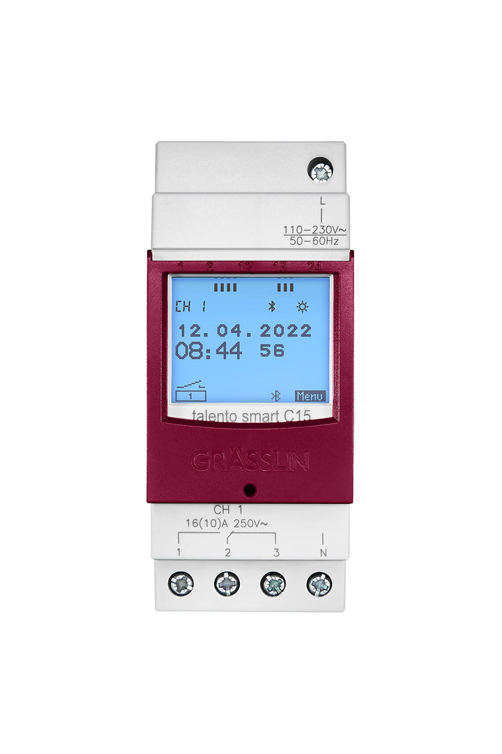 Grässlin 43.03.0001.1 talento smart C15 - Digitale Astro-Schaltuhr mit Bluetooth, App-Programmierung