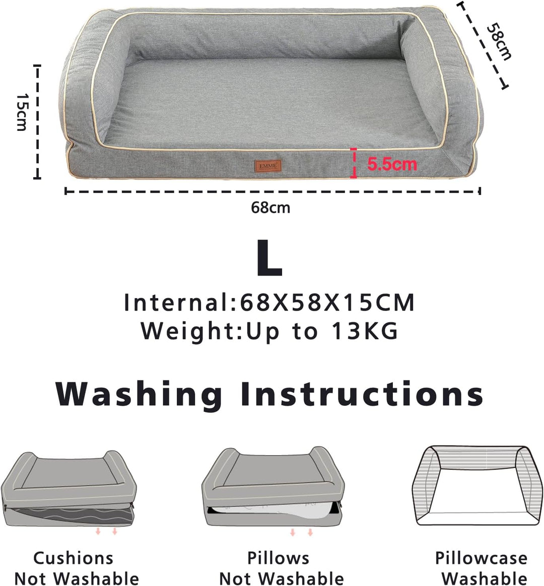 EMME Hundebett Mittelgrosse Hunde, 91X71X23cm, Orthopädisches Hundebett, Memory Foam Hundesofa Wasse