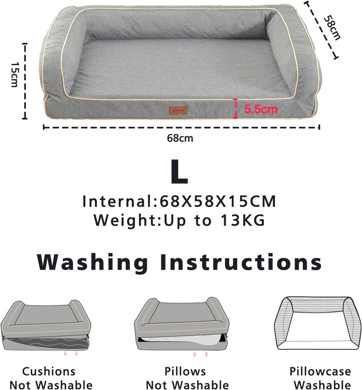EMME Hundebett Mittelgrosse Hunde, 91X71X23cm, Orthopädisches Hundebett, Memory Foam Hundesofa Wasse
