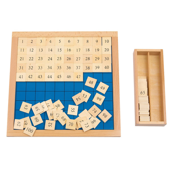 Adena Montessori Zahlenbrett 1–100 aus Holz – Mathe Lernspielzeug für Kinder ab 3 Jahren – Rechenbre