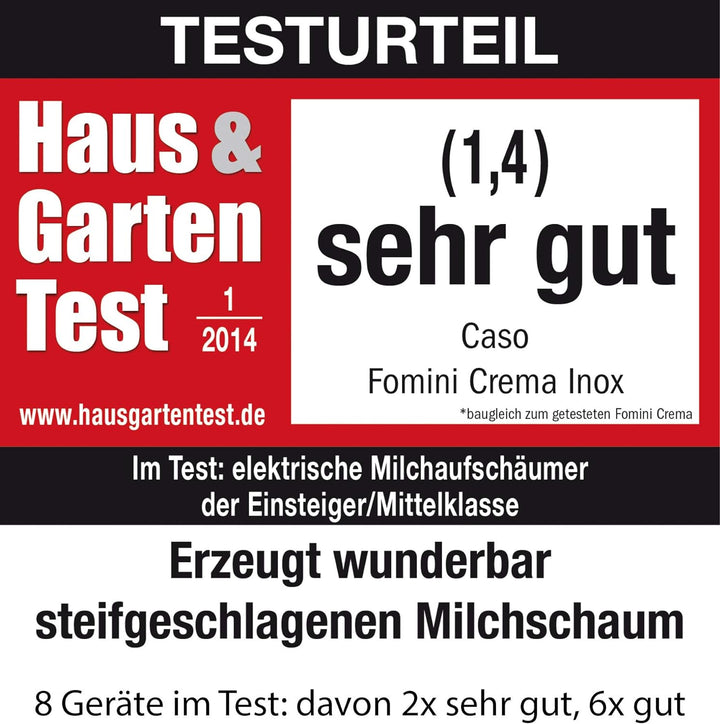 CASO Fomini Crema Inox–Design Milchaufschäumer,für cremigen Milchschaum kalt und heiss,ideal für Lat