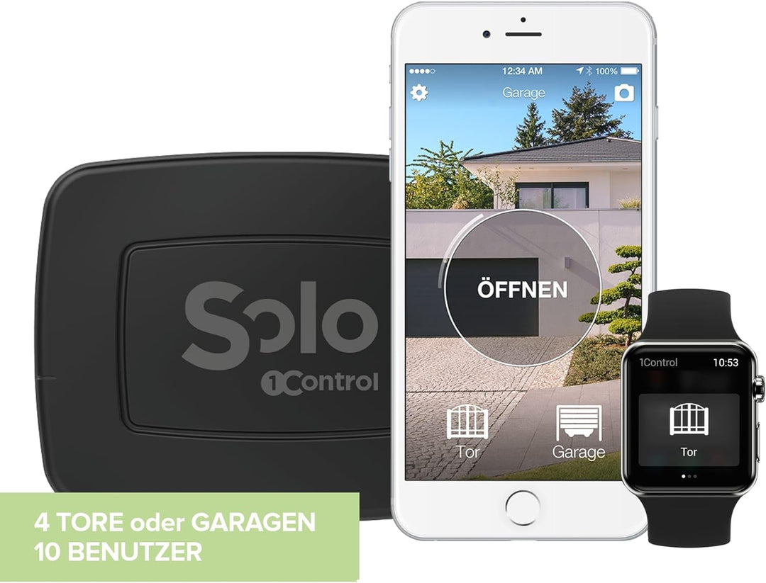 1Control 2ª GEN, Drahtloser Bluetooth Toröffner, Garagentoröffner für Mobiltelefon zum Öffnen von To
