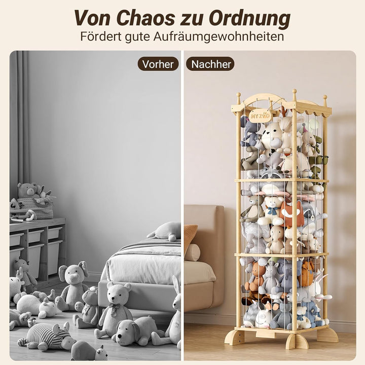 COSYLAND Holz Kuscheltier Aufbewahrung - Stofftier Aufbewahrung -Plüschtier Aufbewahrung für Kinderz