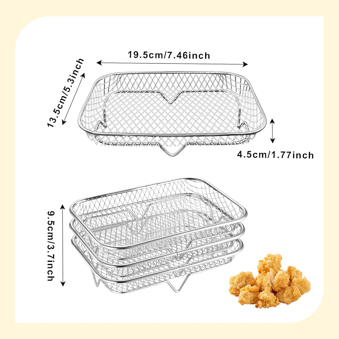 3-Schicht Luftfritteuse-Grillrost Air Fryer Rack Zubehör Edelstahl Grill Dehydrator Rack stapelbar A
