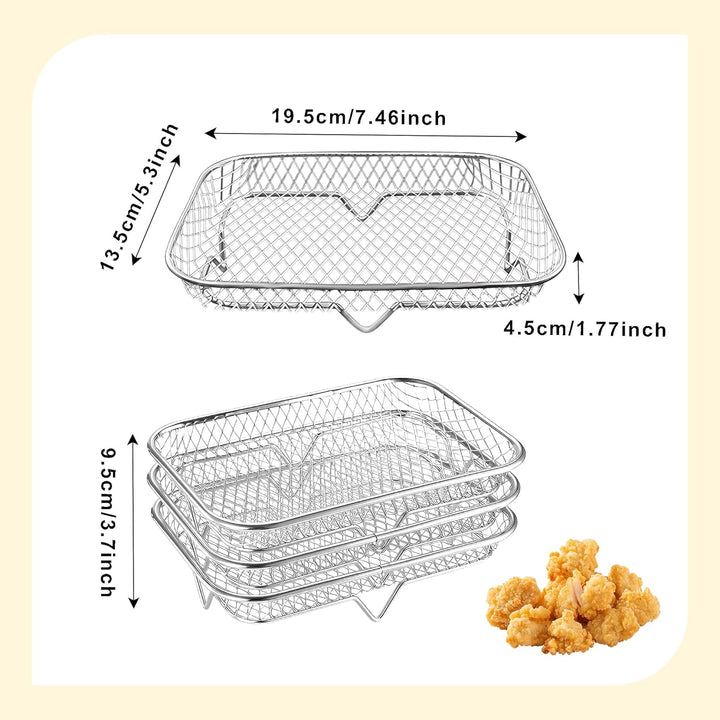 3-Schicht Luftfritteuse-Grillrost Air Fryer Rack Zubehör Edelstahl Grill Dehydrator Rack stapelbar A