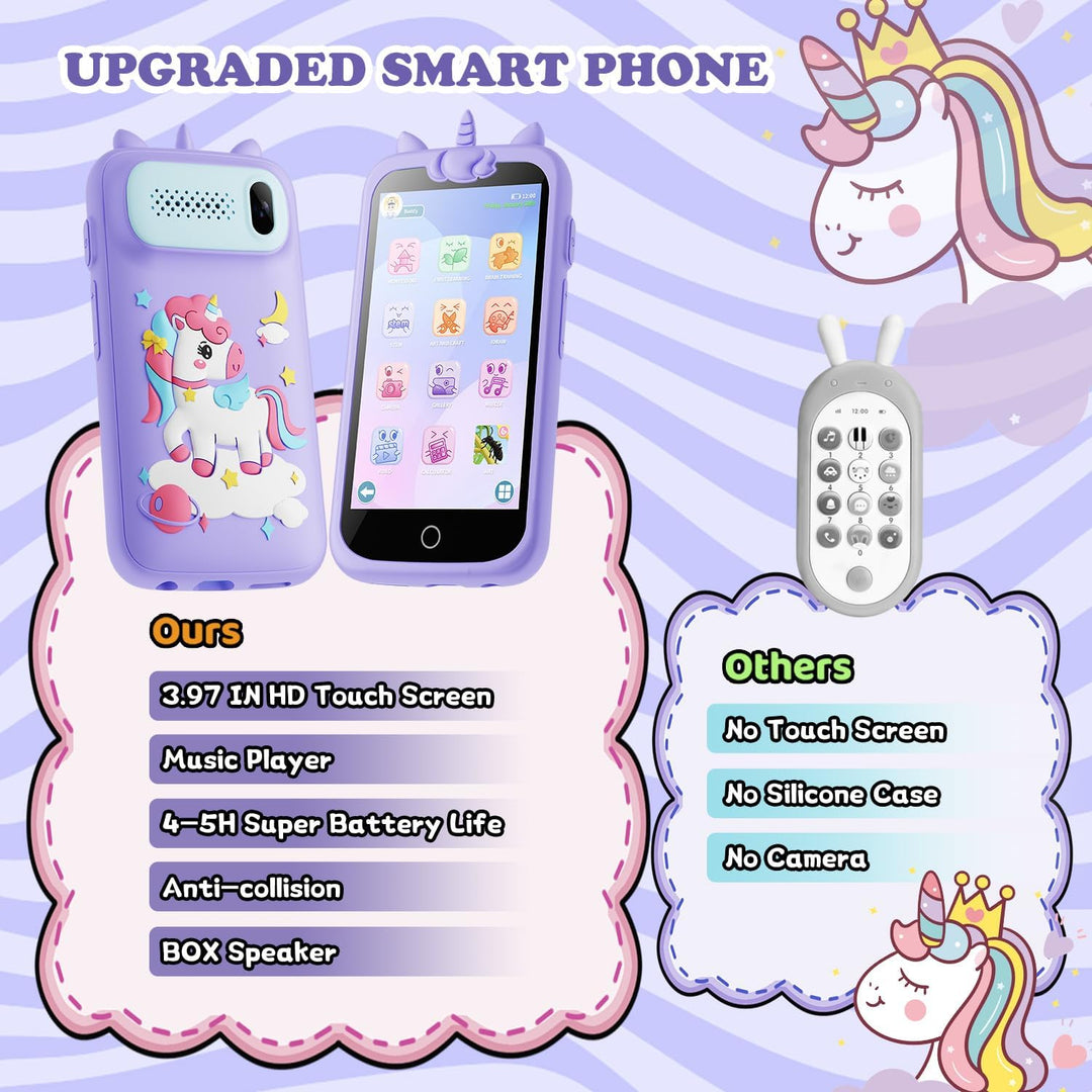 Kinder Handy Smartphone, Pretend Smartphone für Kinder mit Dual Kamera, MP3 Player Jungen Mädchen, G