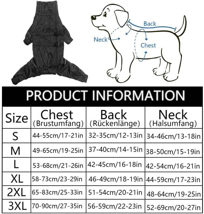 Geyecete -Regenmantel für hunde mit vier Beinen,Hunde Regenjacken Hosenanzug mit Geschirr loch, refl