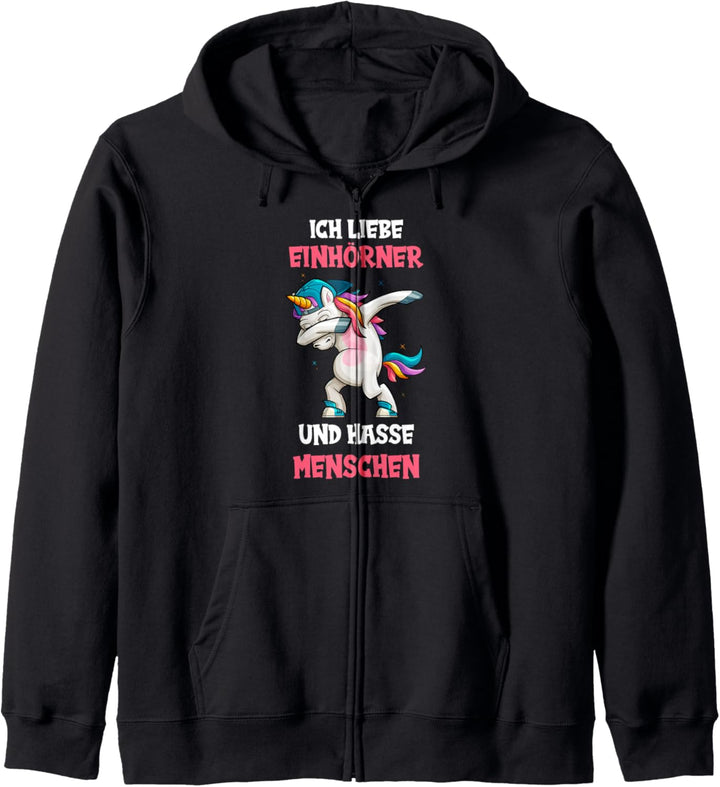 Ich liebe Einhörner und hasse Menschen - Einhornkostüm Kapuzenjacke
