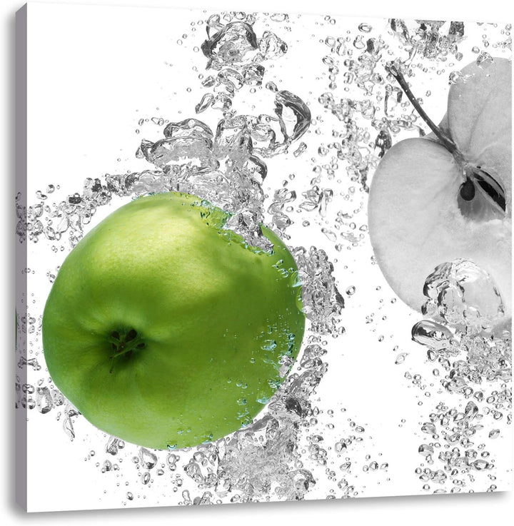 Pixxprint saftig grüne Äpfel im Wasser als Leinwandbild/Grösse: 70x70 cm/Wandbild/Kunstdruck/fertig