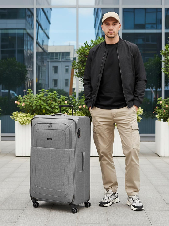 REDOLZ grosser Weichschalen Koffer für Damen & Herren | Leichter Trolley 77 cm mit 4 Doppelrollen &