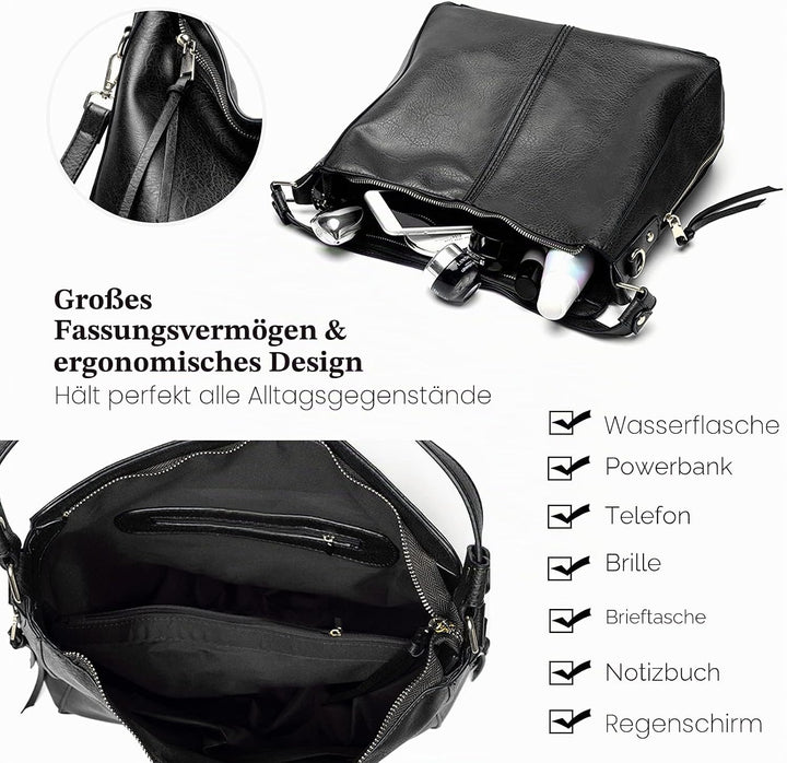 FANDARE Damen Handtasche Frauen Umhängetaschen Schultertasche PU Leder Tote Beutel Schultertasche fü