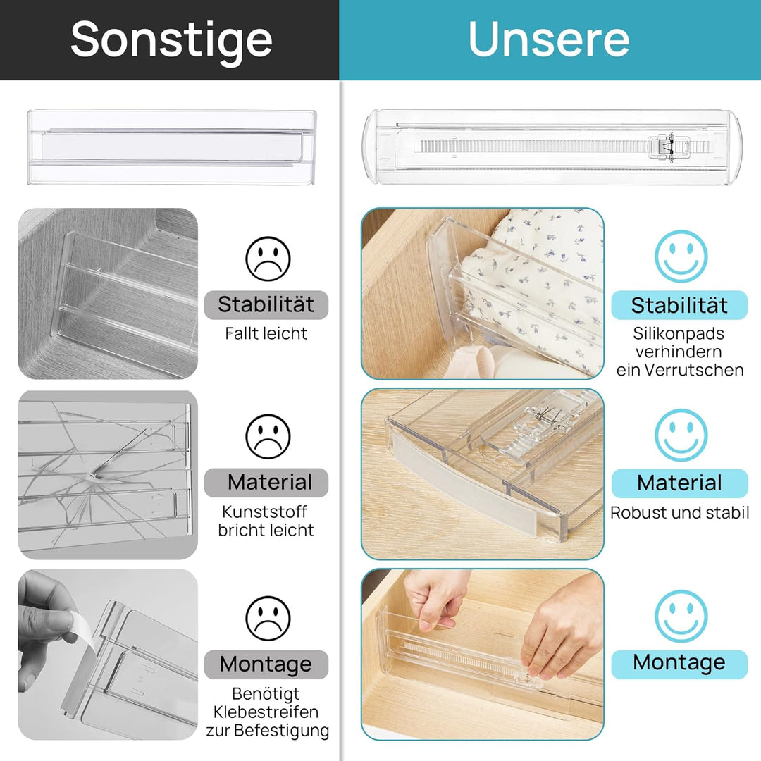 Vtopmart 8 Pack Schubladentrenner, Schubladentrenner Verstellbar (27.94-43.18cm), Transparente Schub