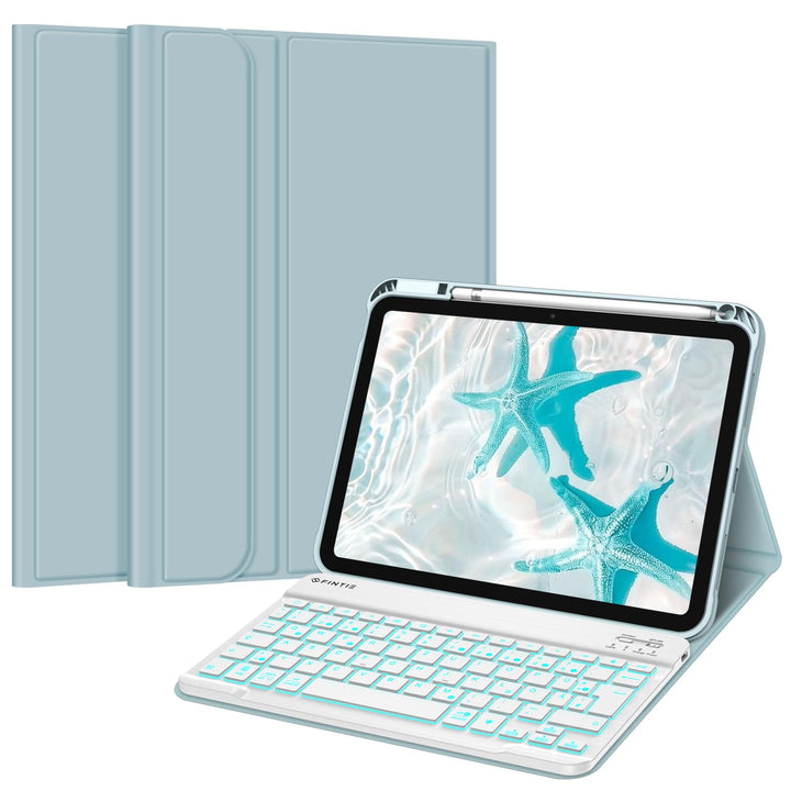 Fintie Tastatur Hülle für iPad 10. Generation 2022 (10.9 Zoll), Keyboard Case mit 7-farbig Beleuchte